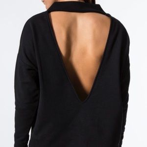 varley open back, mock neck sweatshirt IN GREY